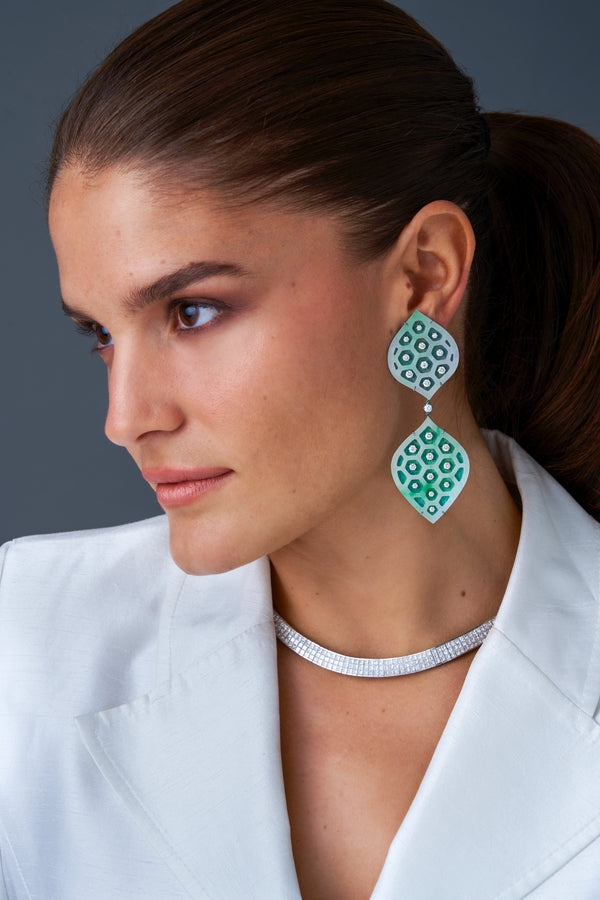 Jade and Diamond Earrings