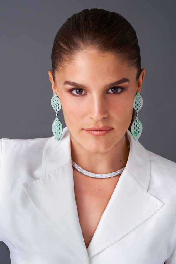 Jade and Diamond Earrings