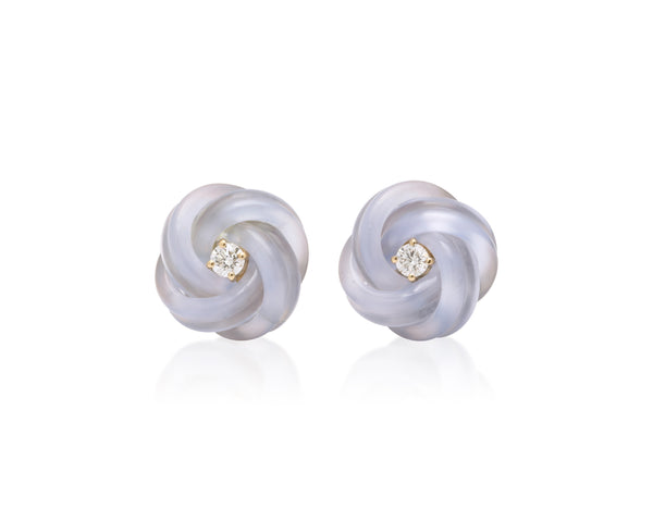 Blue Chalcedony and Diamond Magic Knot Cufflinks