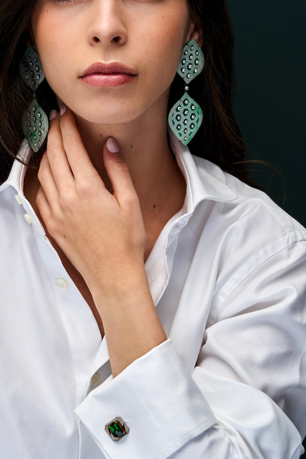Jade and Diamond Earrings