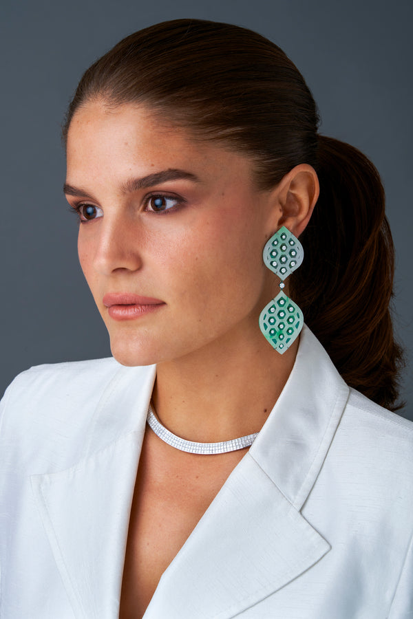 Jade and Diamond Earrings