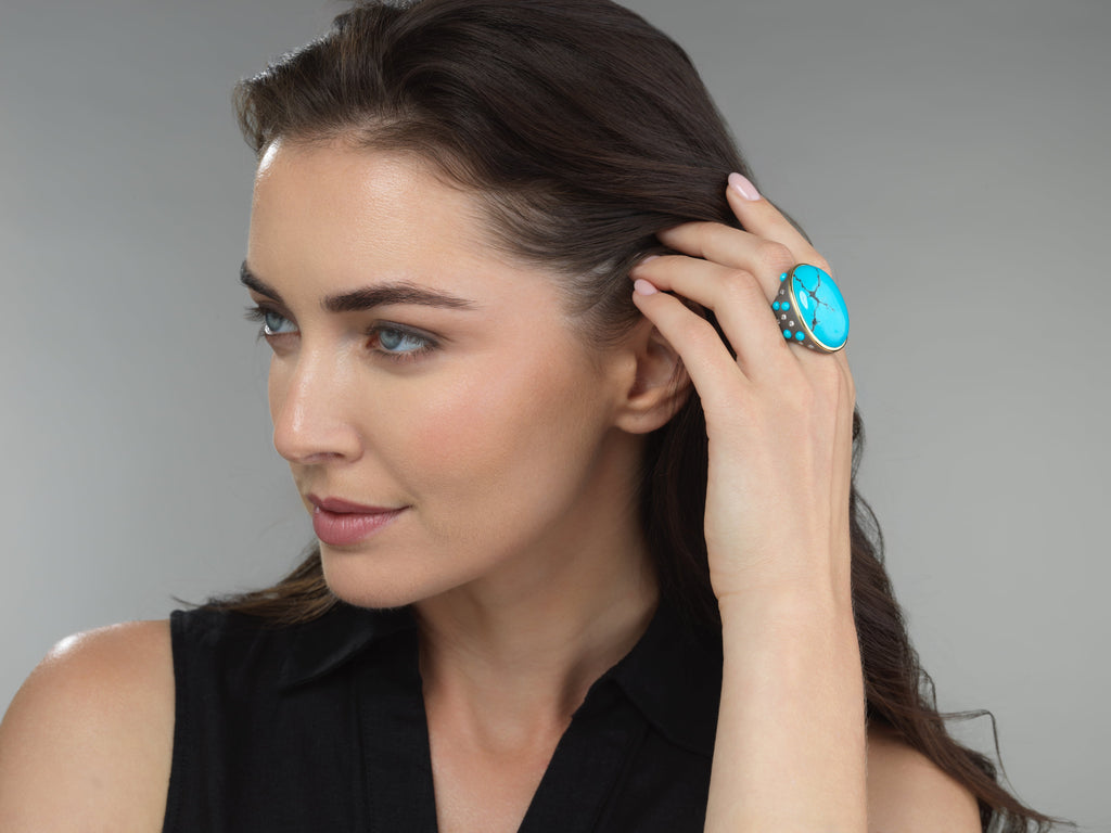 Titanium, Turquoise and Diamond Ring Number One