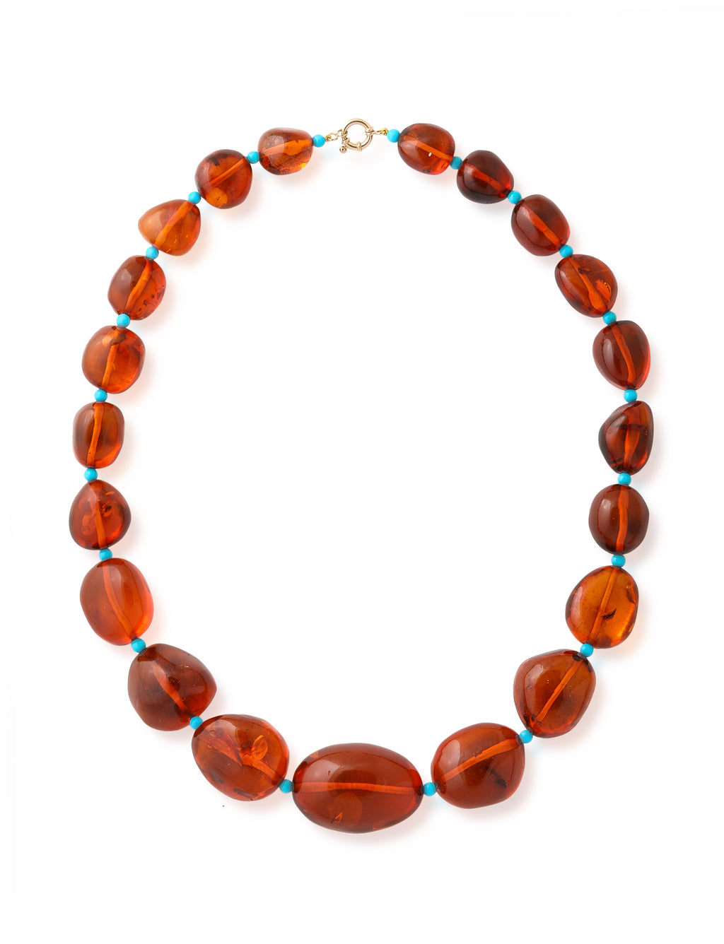 Bold Baroque Amber and Turquoise Necklace