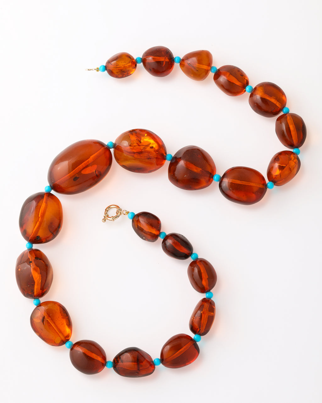 Bold Baroque Amber and Turquoise Necklace