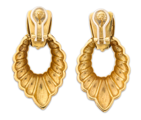 Vintage 18k Gold Door Knocker Earclips