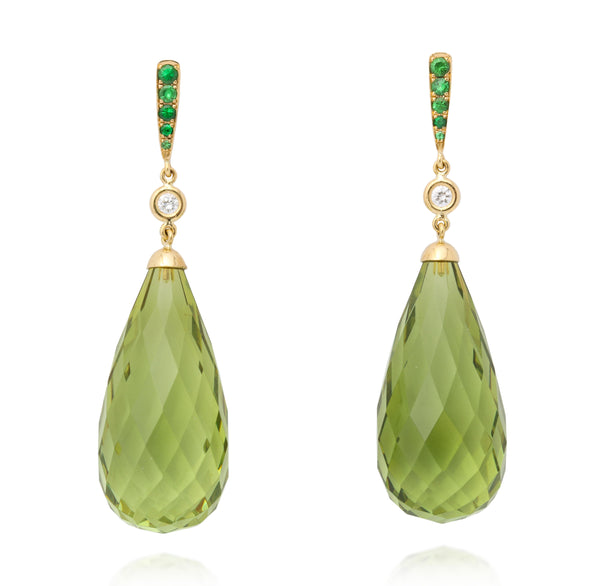 Amber, Tsavorite Garnet and Diamond Earrings