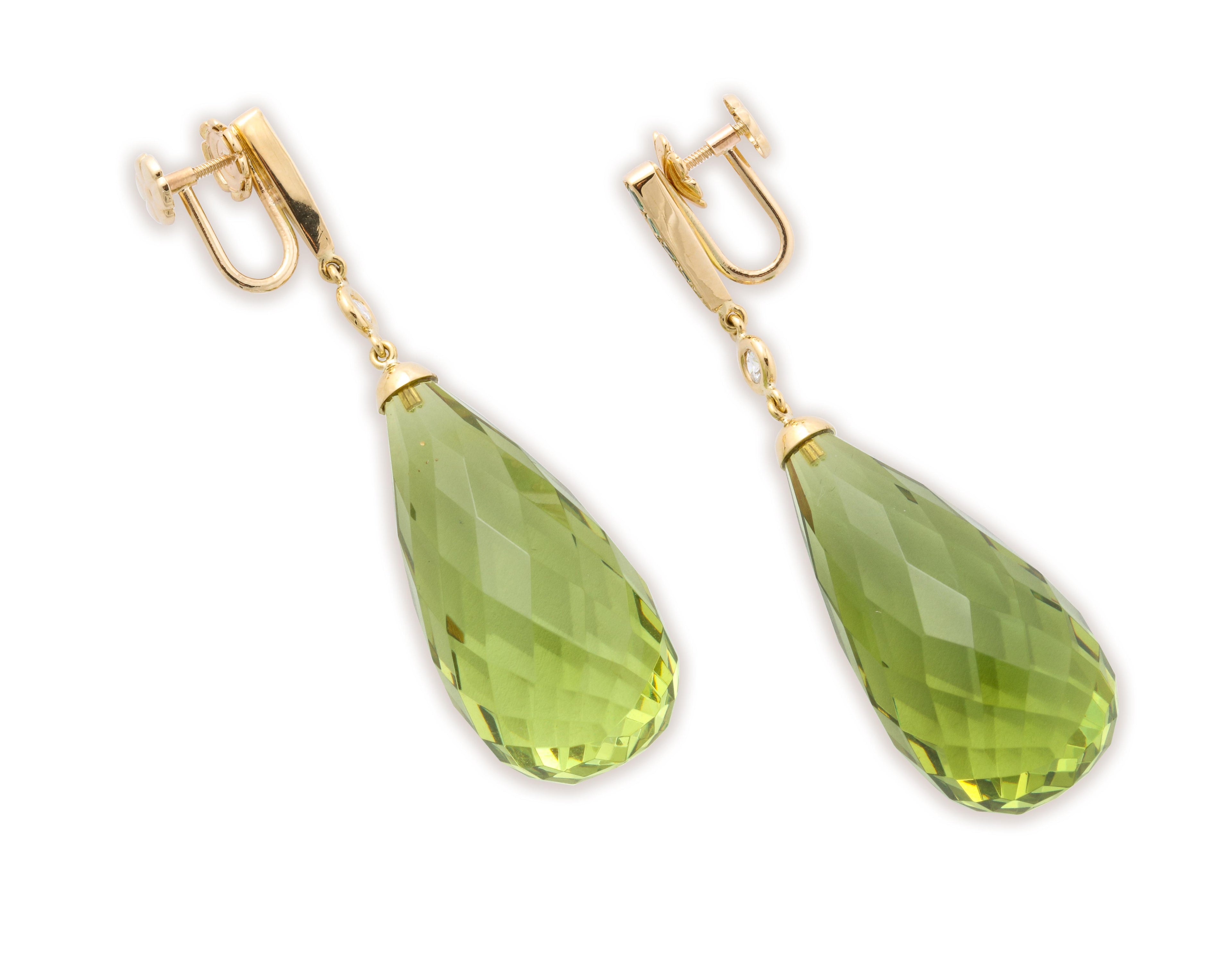 Amber, Tsavorite Garnet and Diamond Earrings