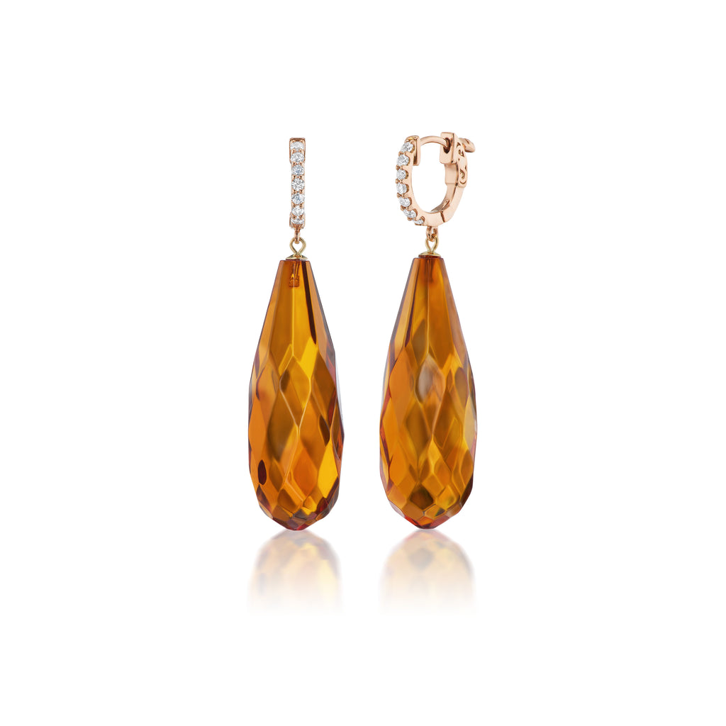 Amber and diamond earrings