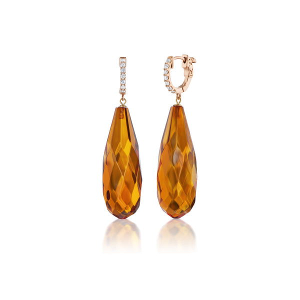 Amber and diamond earrings