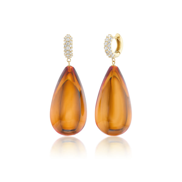 Amber and Diamond Earrings