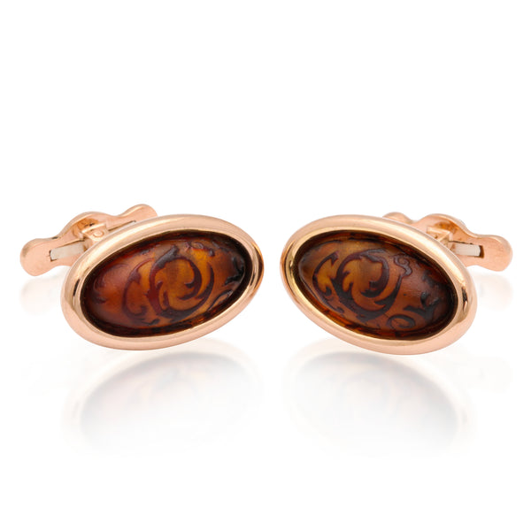 Carved Amber Cufflinks