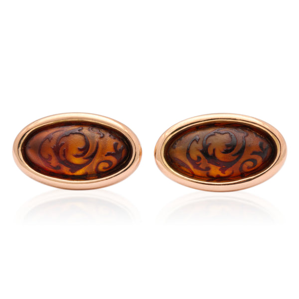 Carved Amber Cufflinks