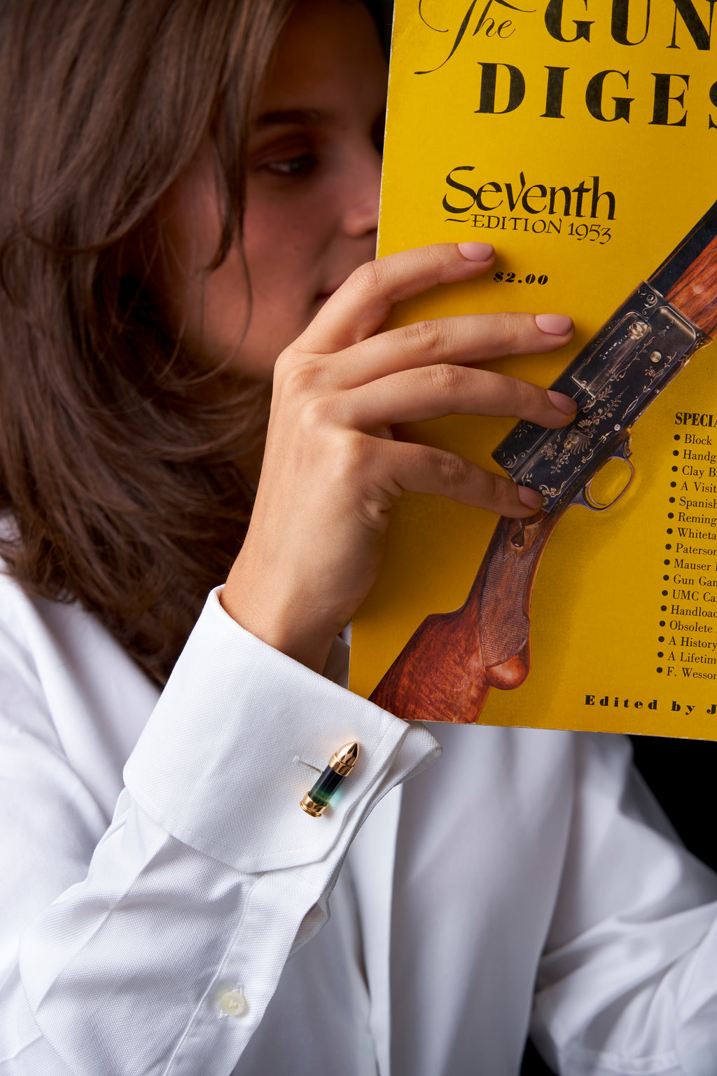Bi-Color Tourmaline Bullet Cufflinks