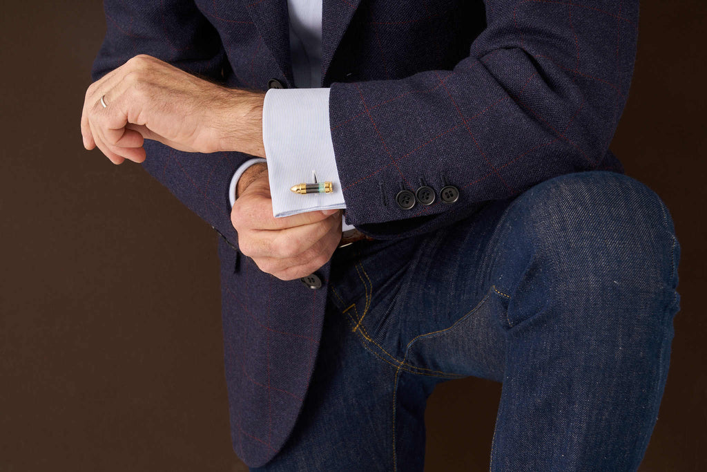 Bi-Color Tourmaline Bullet Cufflinks