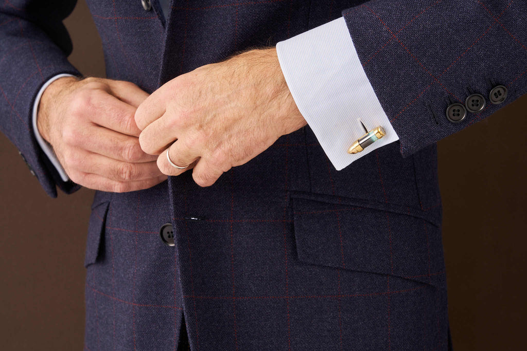 Bi-Color Tourmaline Bullet Cufflinks