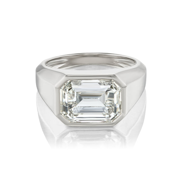 Emerald Cut Diamond East-West Set Gypsy Ring