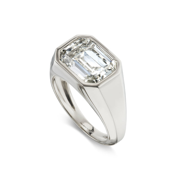 Emerald Cut Diamond East-West Set Gypsy Ring