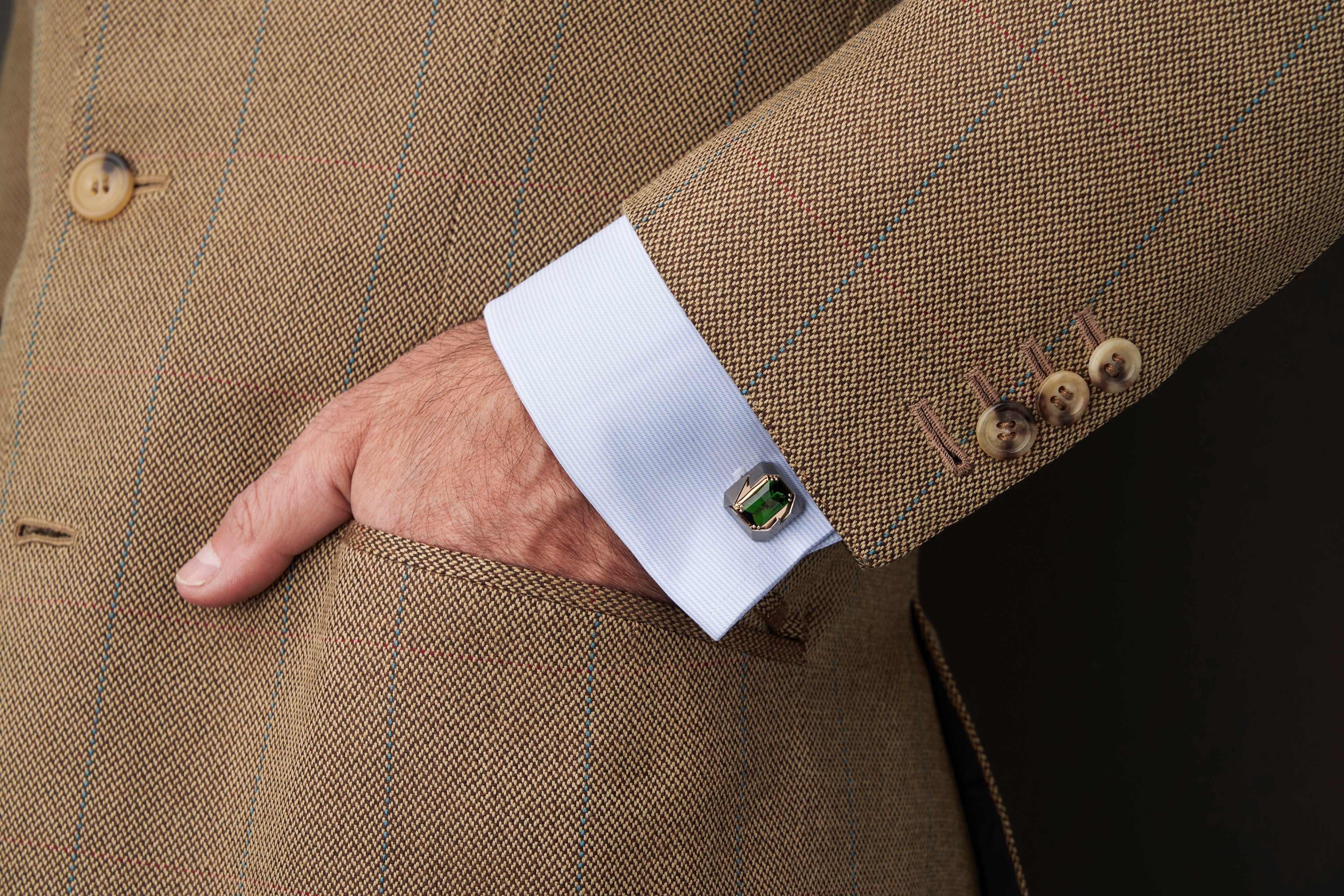 Cutting Edge Classic Green Tourmaline Cufflinks