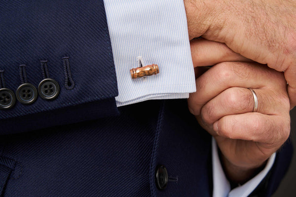 Dark Fossilized Wood Auction Gavel Cufflinks