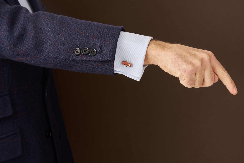 Light Fossilized Wood Auction Gavel Cufflinks