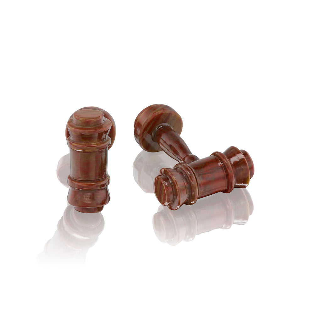 Light Fossilized Wood Auction Gavel Cufflinks