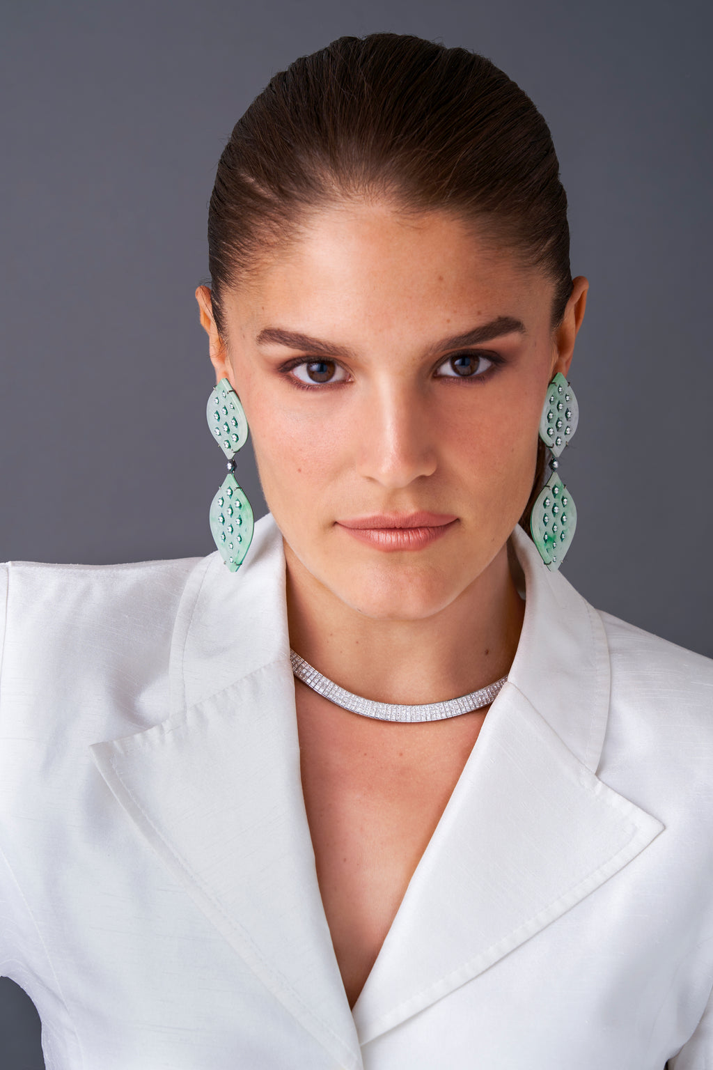 Jade and Diamond Earrings