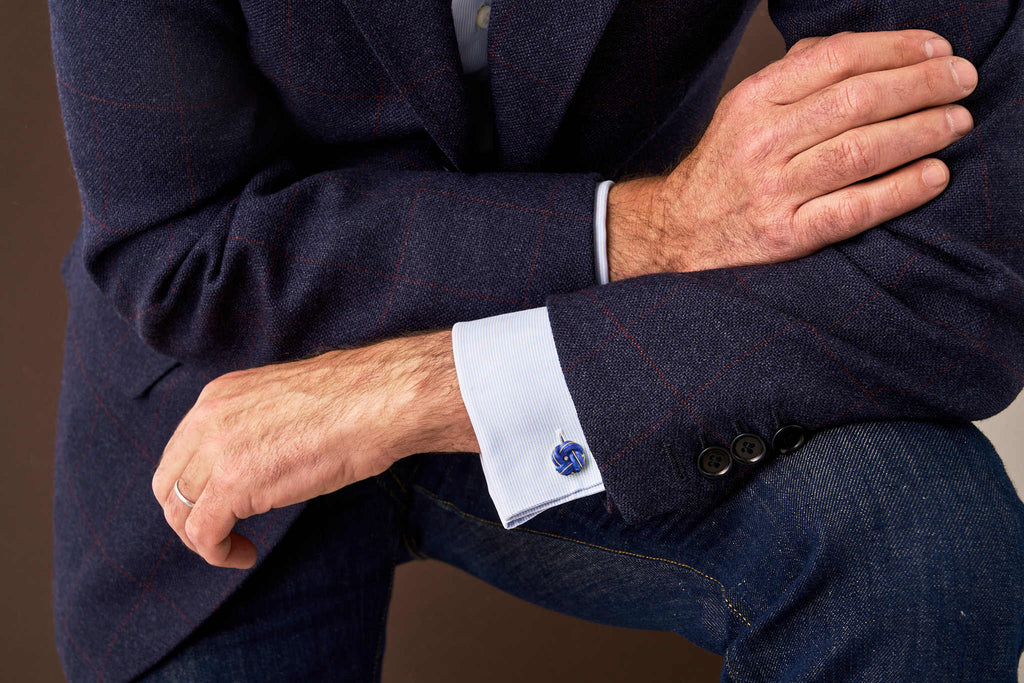 Lapis-Lazuli and Diamond Knot Cufflinks