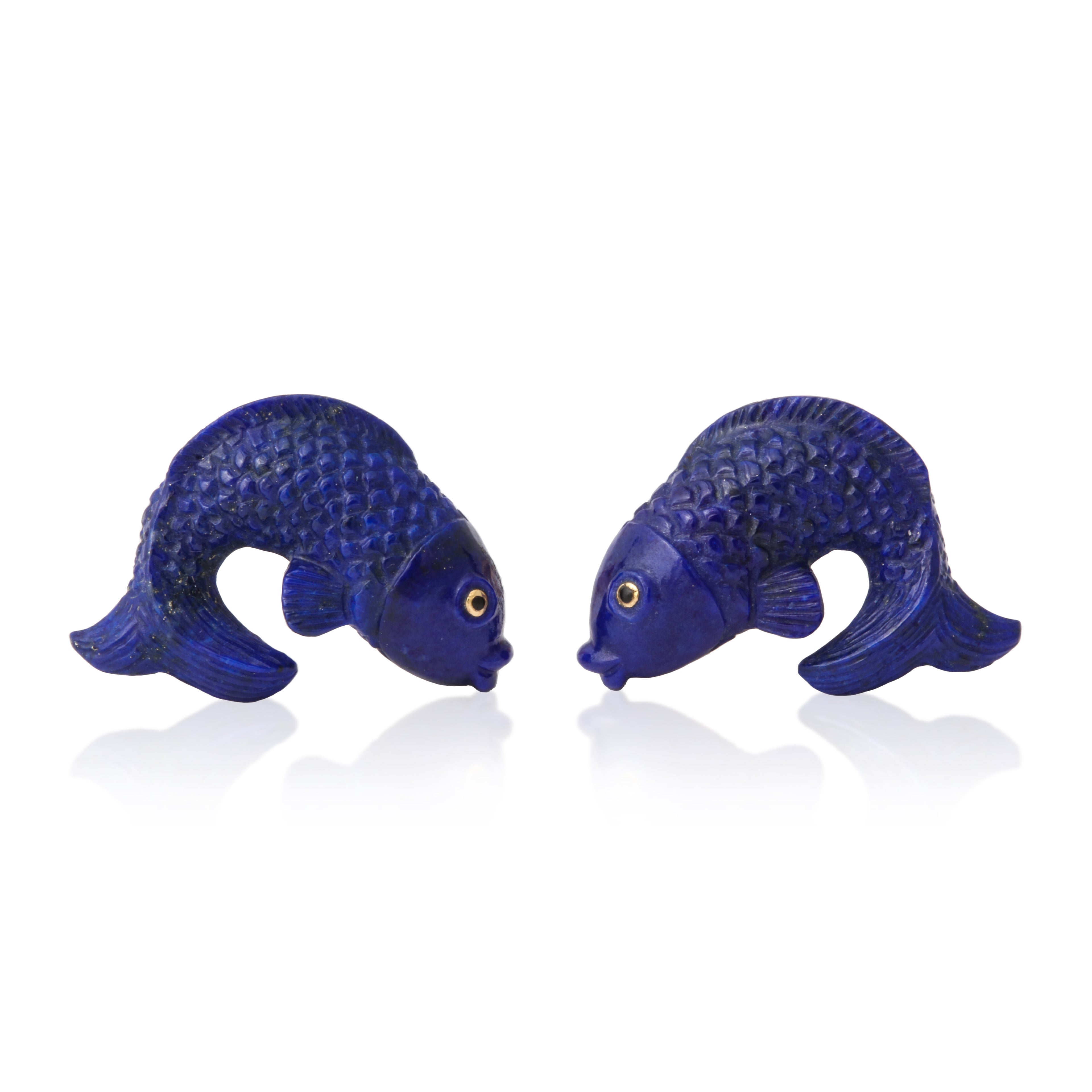 Lapis-lazuli Carved Fish Cufflinks