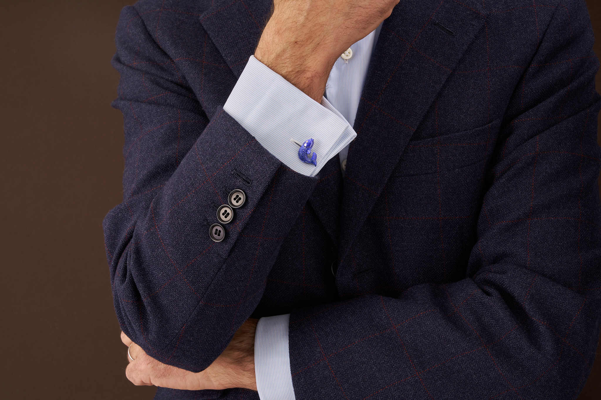 Lapis-lazuli Carved Fish Cufflinks