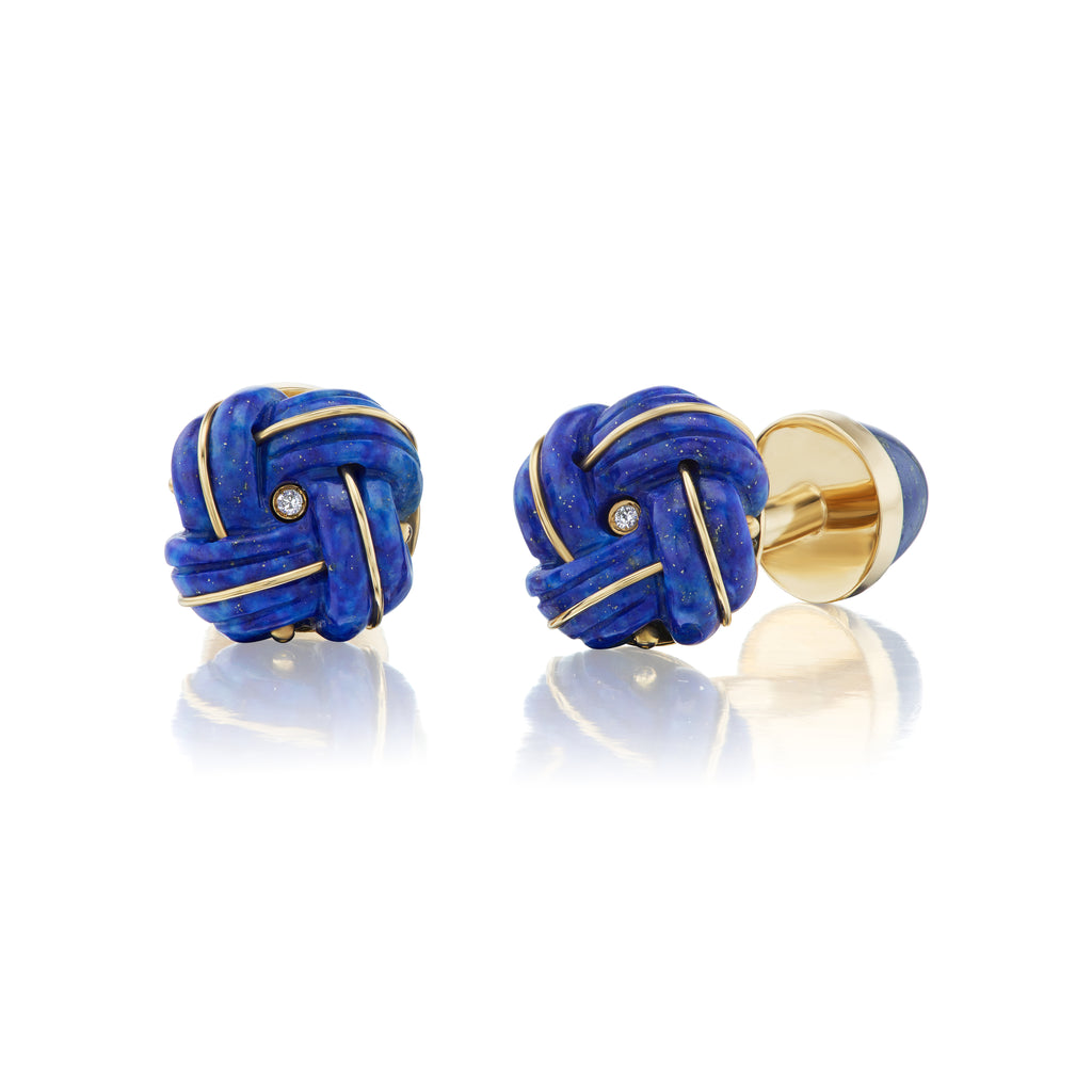 Lapis-Lazuli and Diamond Knot Cufflinks