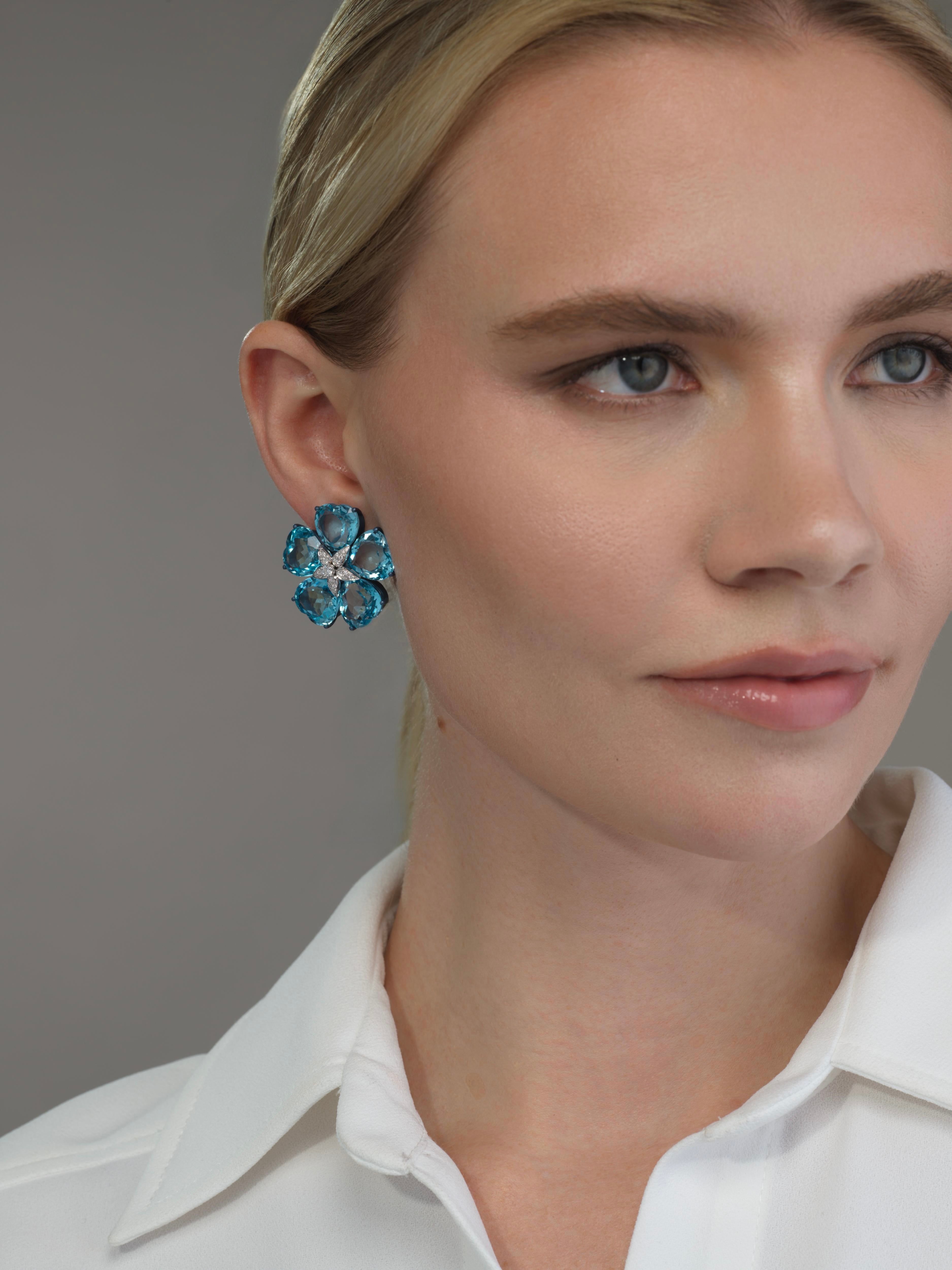 Blue Topaz Titanium and Diamond Earrings