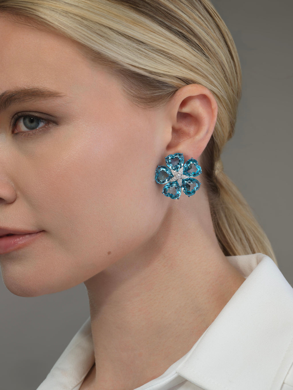 Blue Topaz Titanium and Diamond Earrings