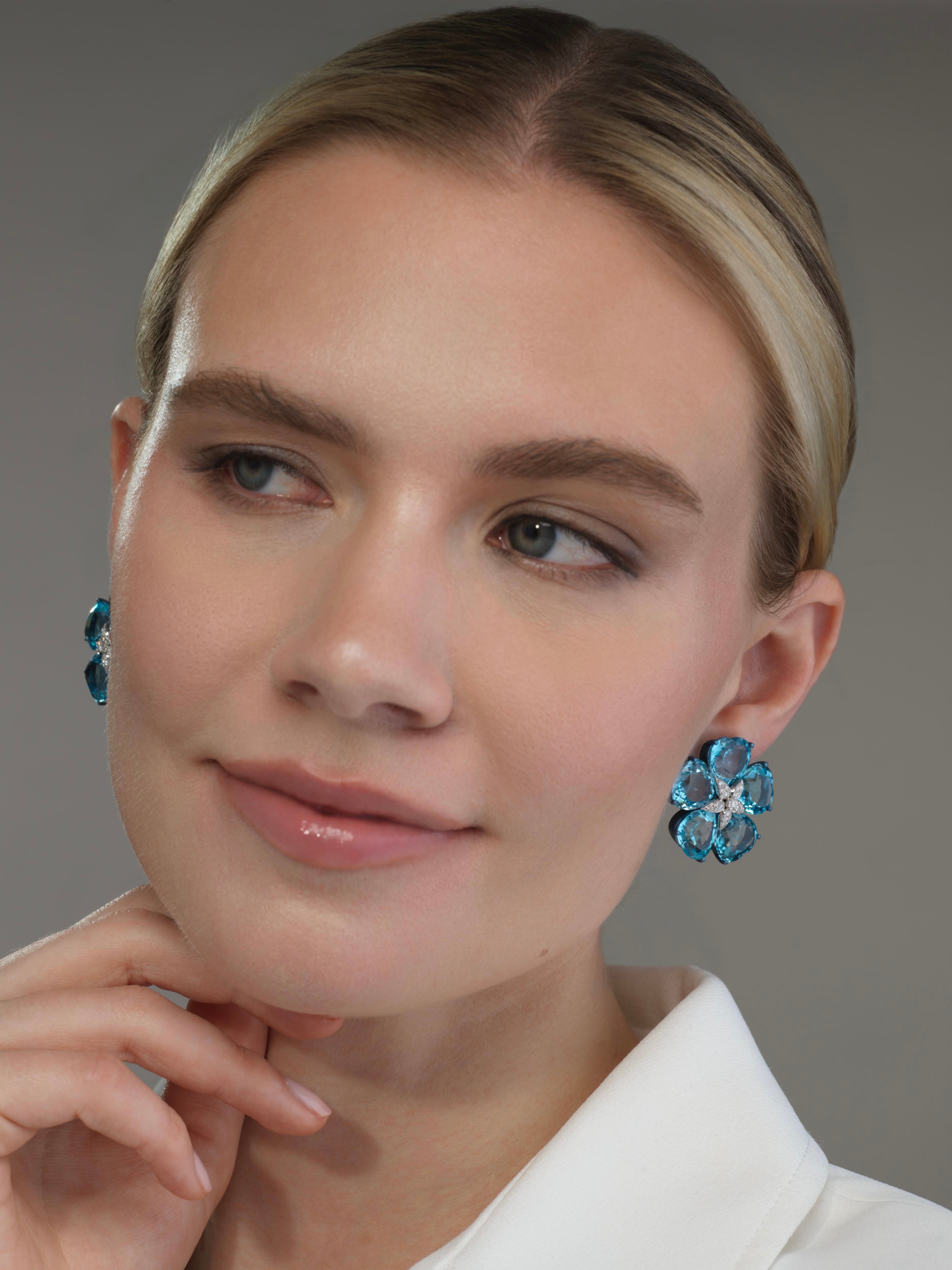 Blue Topaz Titanium and Diamond Earrings