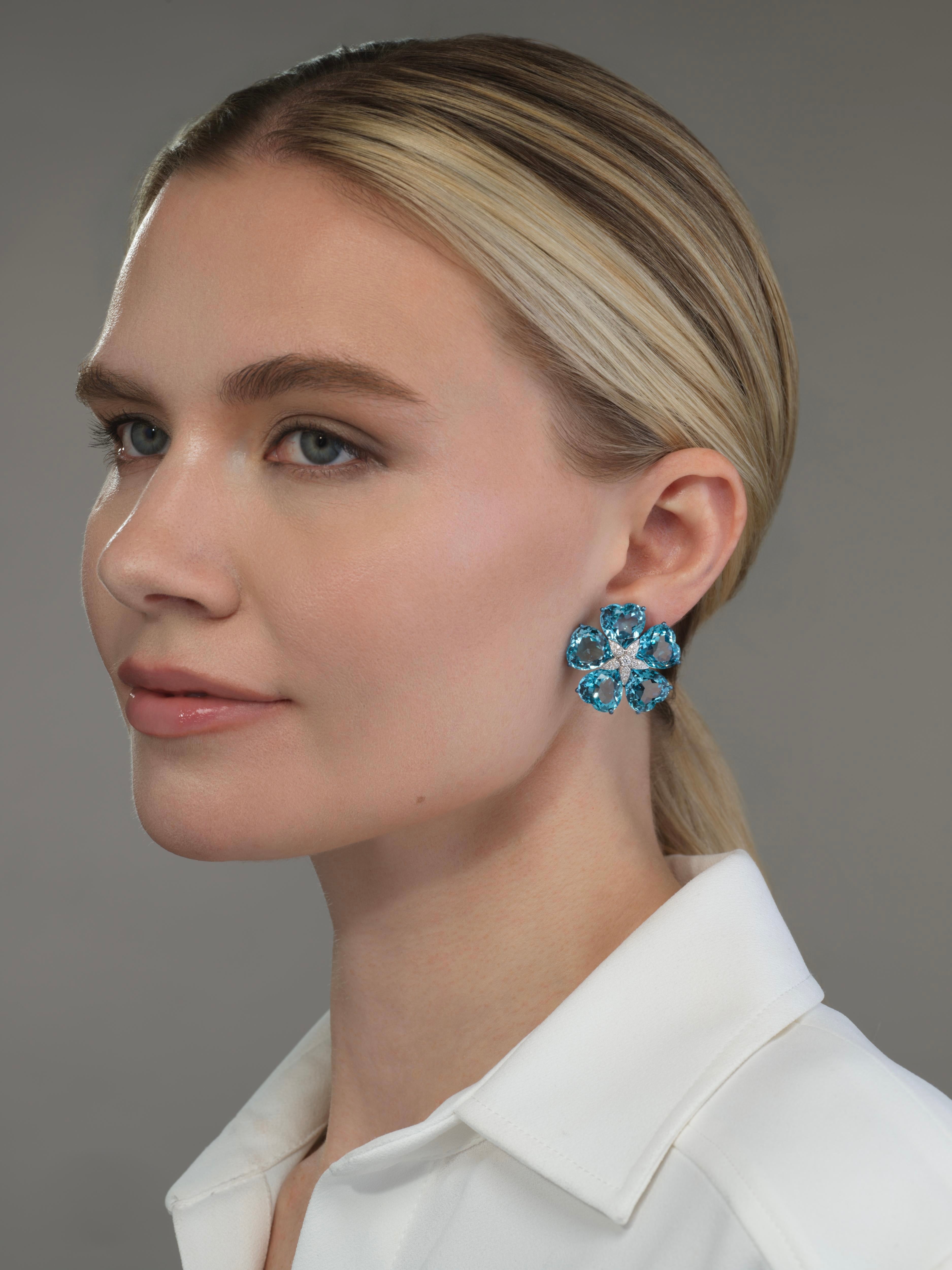 Blue Topaz Titanium and Diamond Earrings