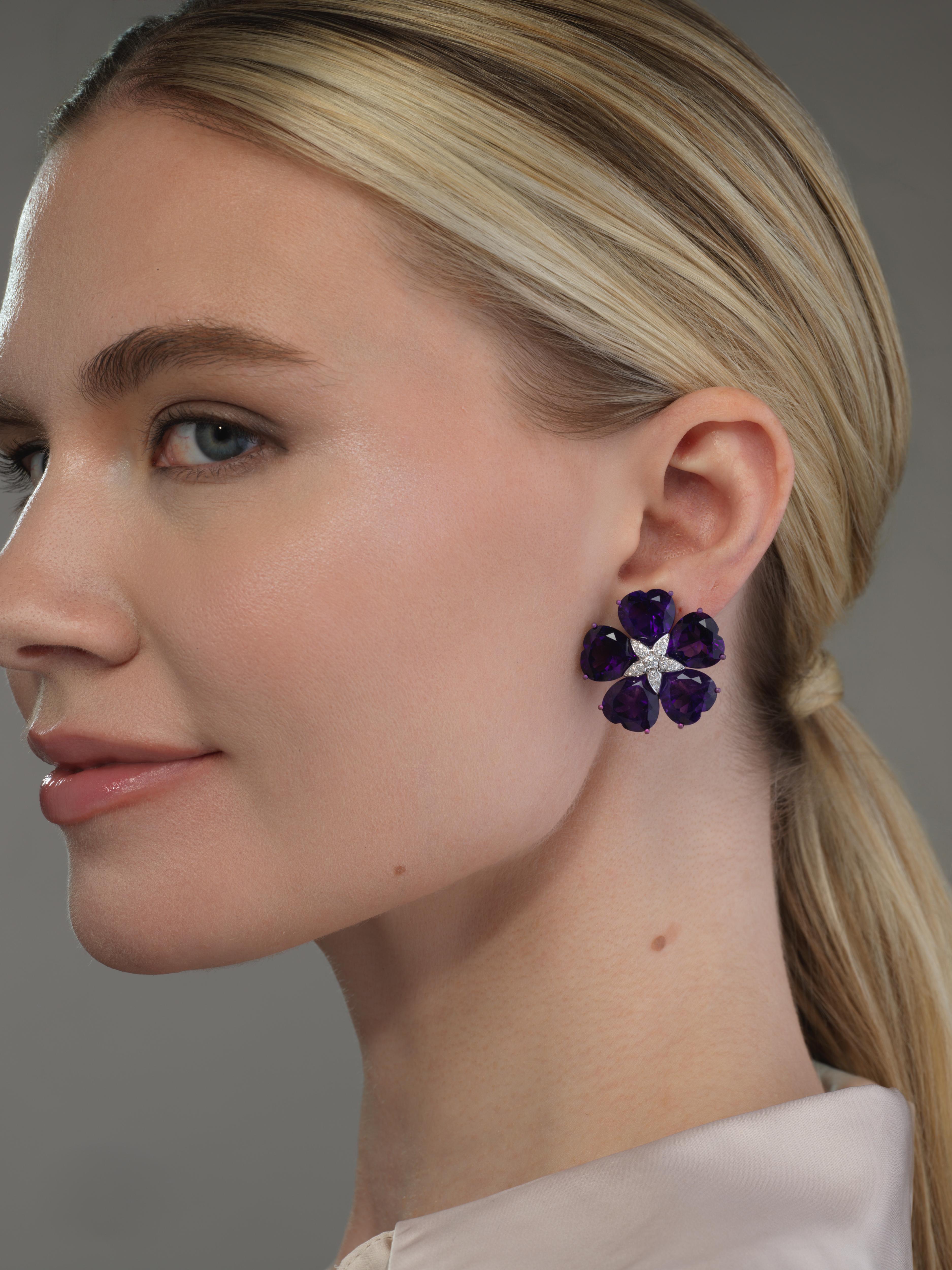 Amethyst Titanium and Diamond Earrings