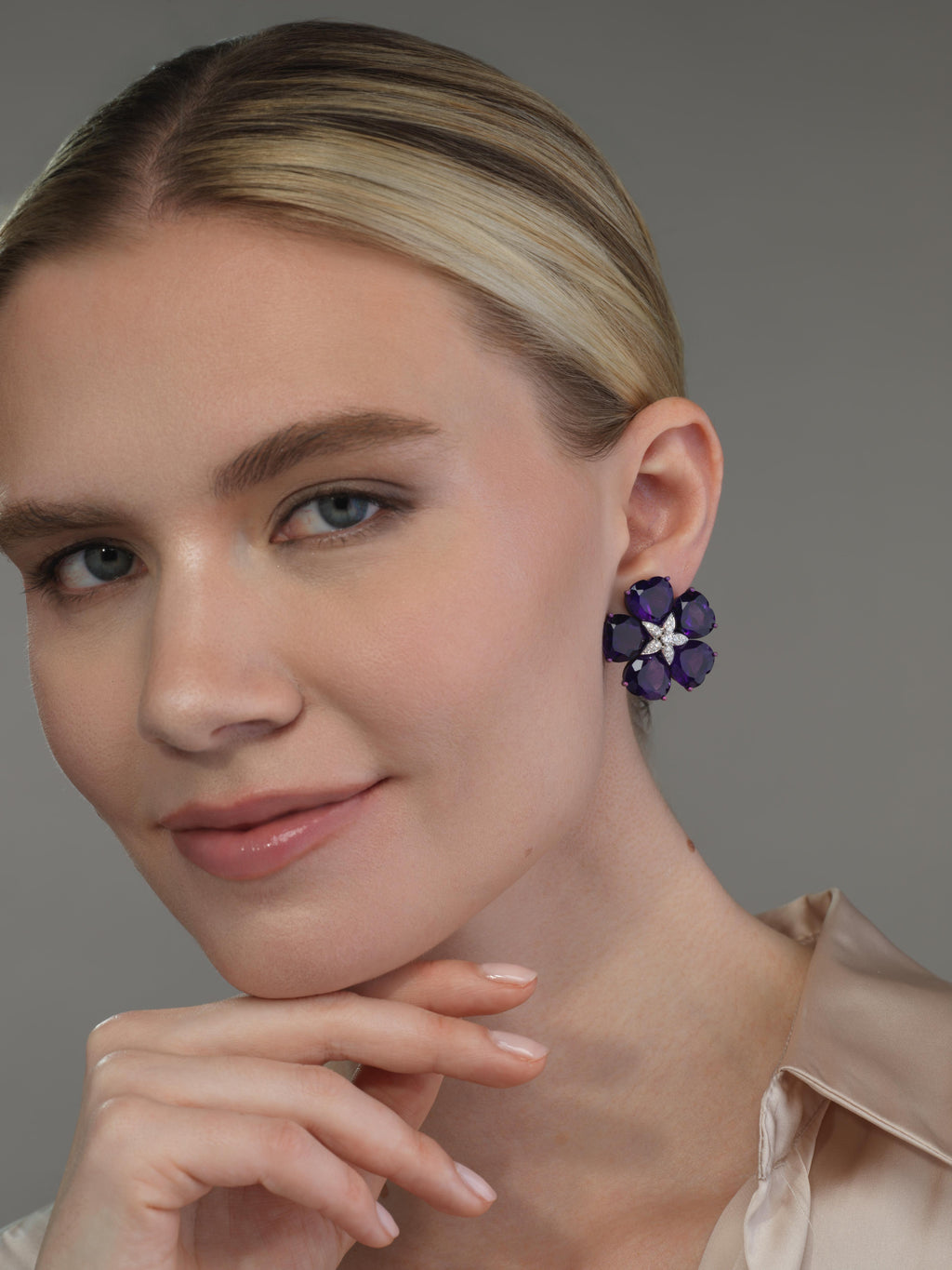 Amethyst Titanium and Diamond Earrings