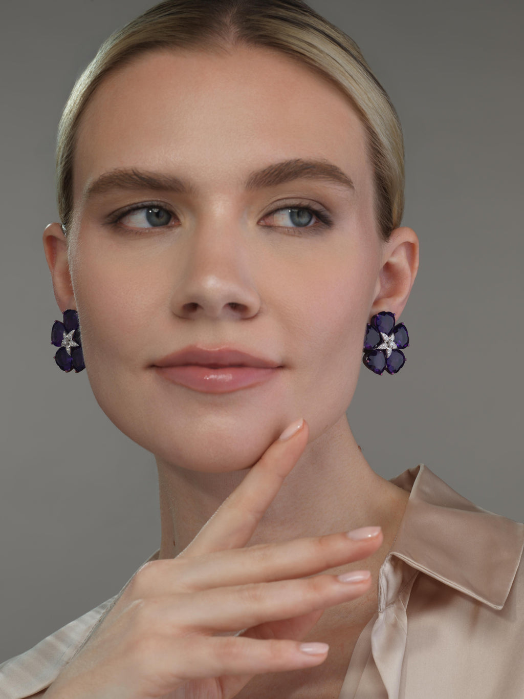 Amethyst Titanium and Diamond Earrings