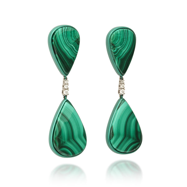 Malachite and Diamond Drop Earrings Number One