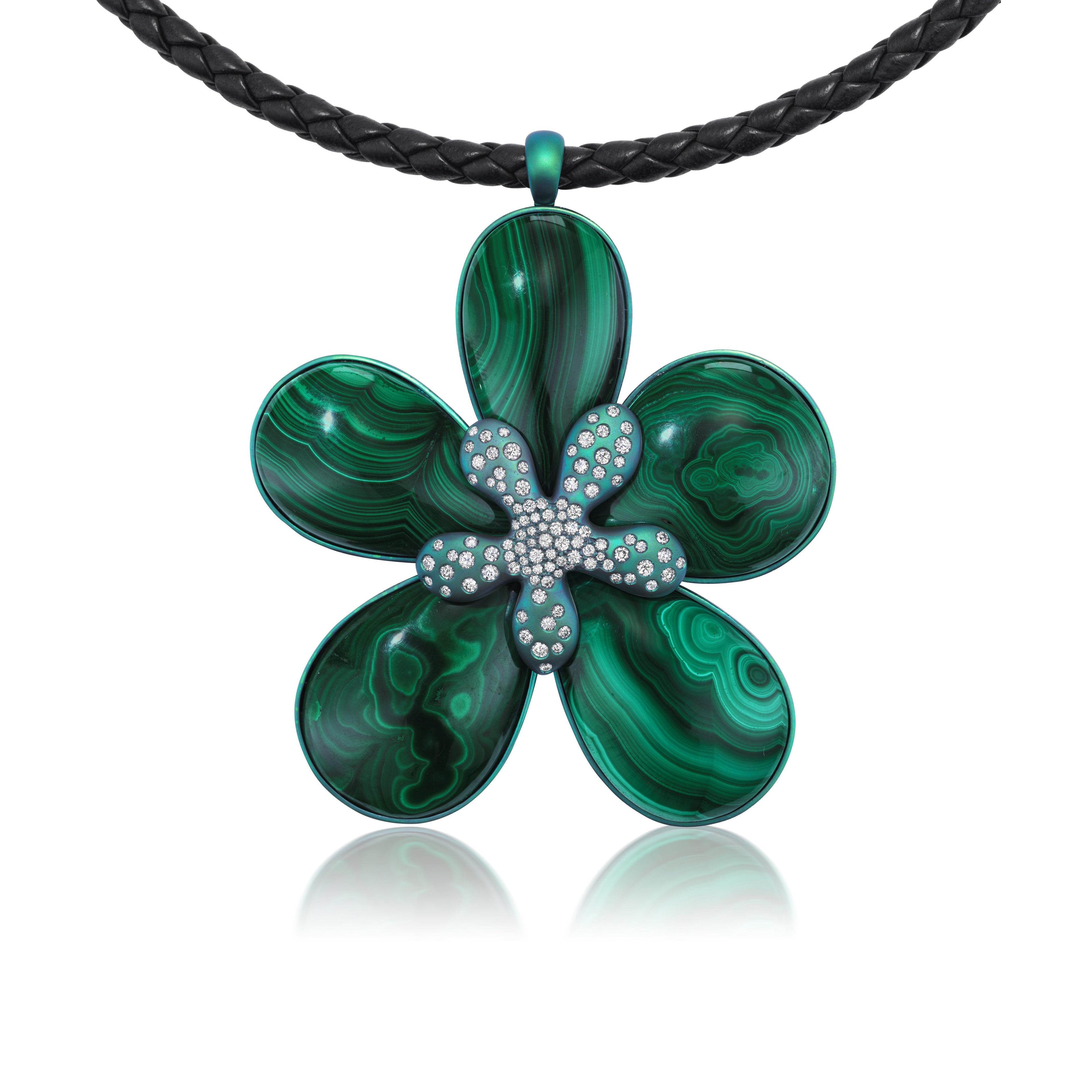 Titanium, Malachite and Diamond Splash Necklace