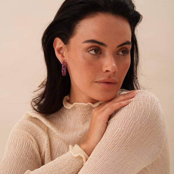 Ruby and Diamond Hoop Earrings