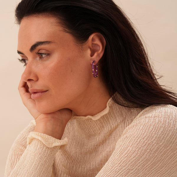 Ruby and Diamond Hoop Earrings