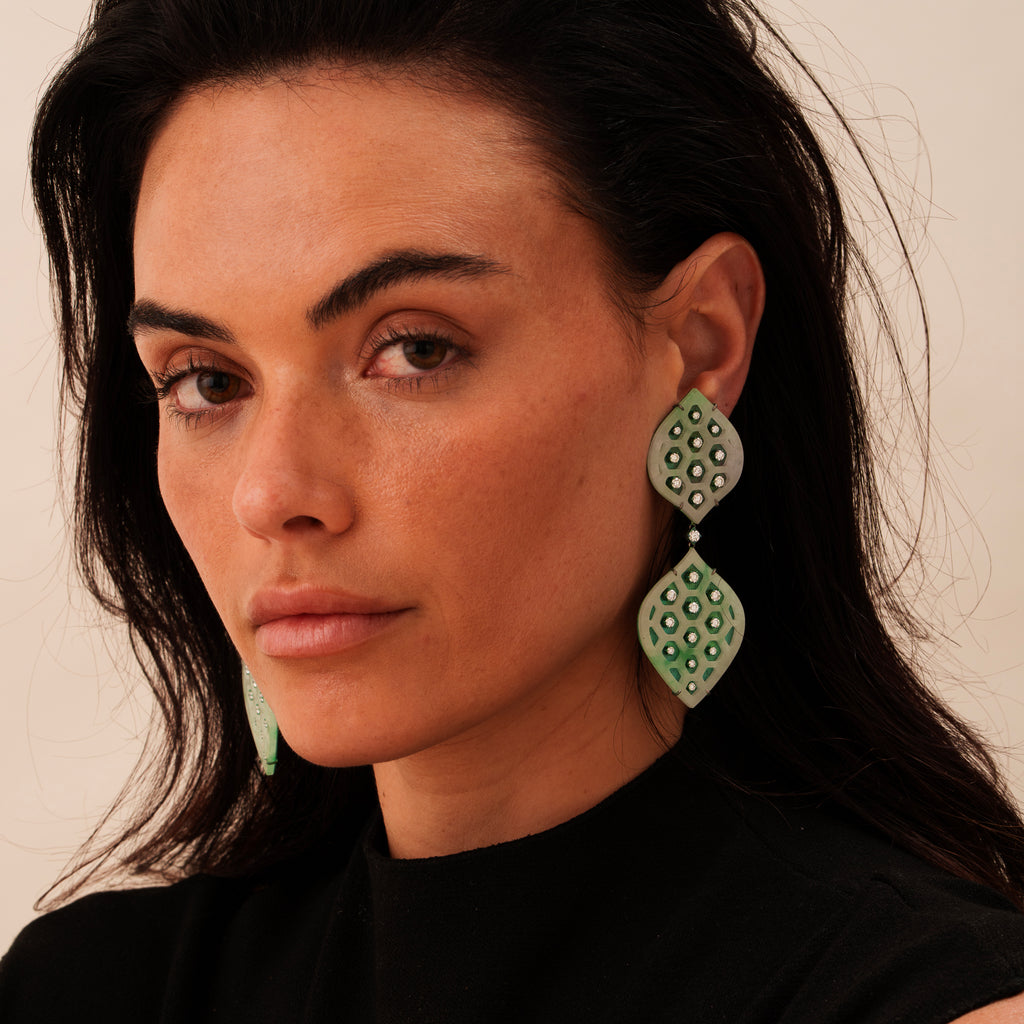 Jade and Diamond Earrings