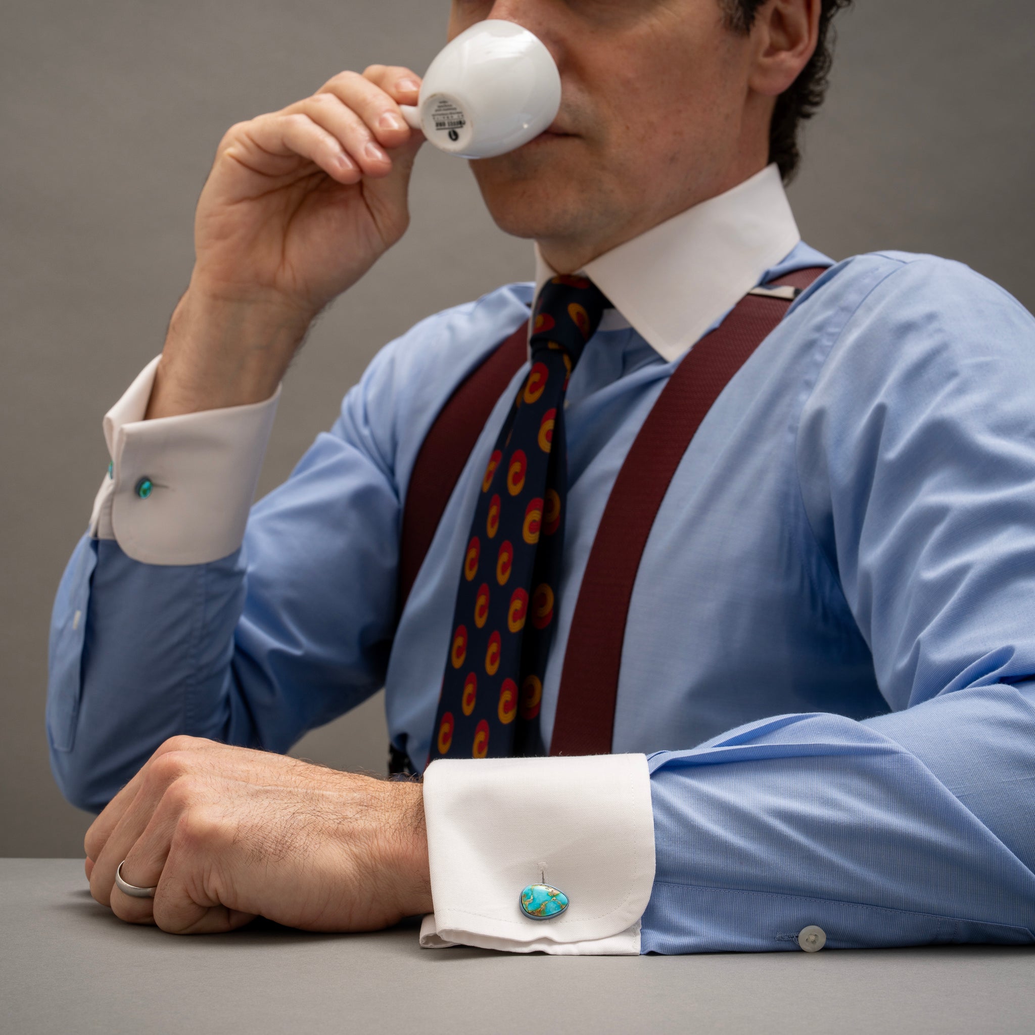 Sonoran Gold Turquoise and Titanium Cufflinks
