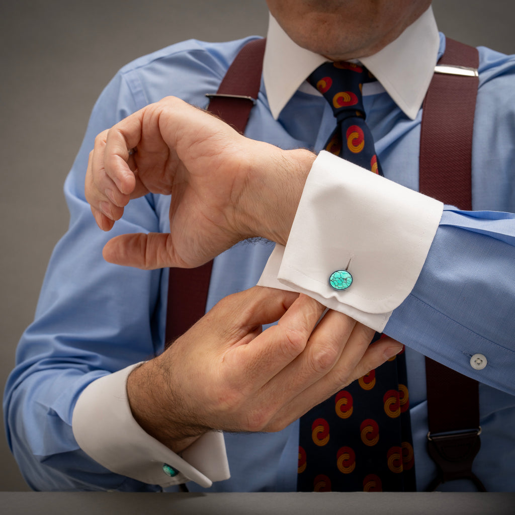 Cloud Mountain Turquoise and Titanium Cufflinks