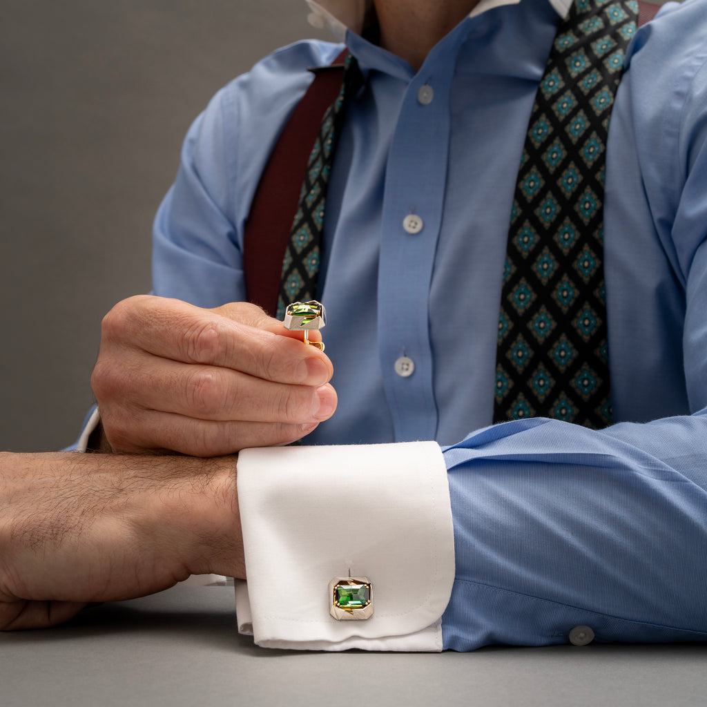 Cutting Edge Classic Green Tourmaline Cufflinks