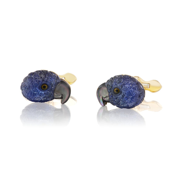 Tanzanite parrot cufflinks