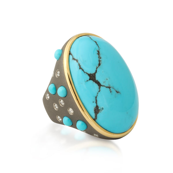 Titanium, Turquoise and Diamond Ring Number One