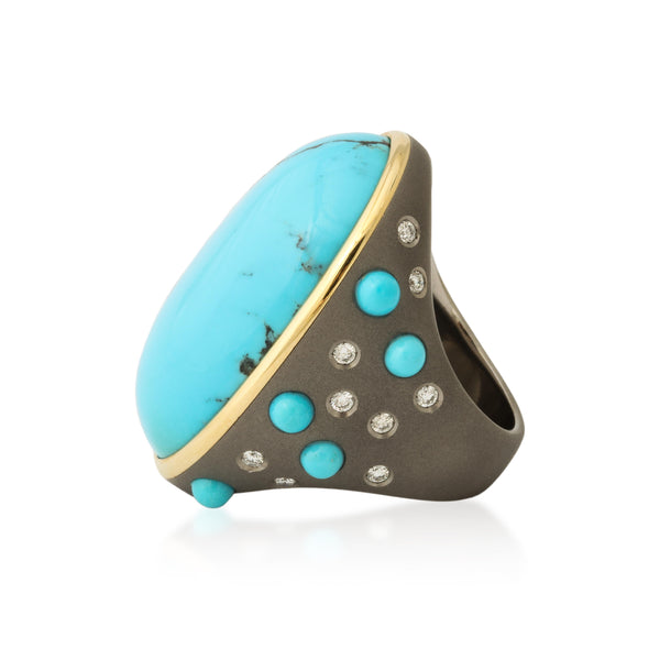 Titanium, Turquoise and Diamond Ring Number One