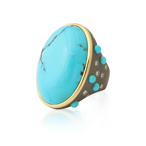 Titanium, Turquoise and Diamond Ring Number One