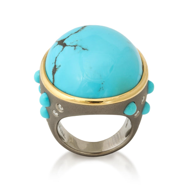 Titanium, Turquoise and Diamond Ring Number One